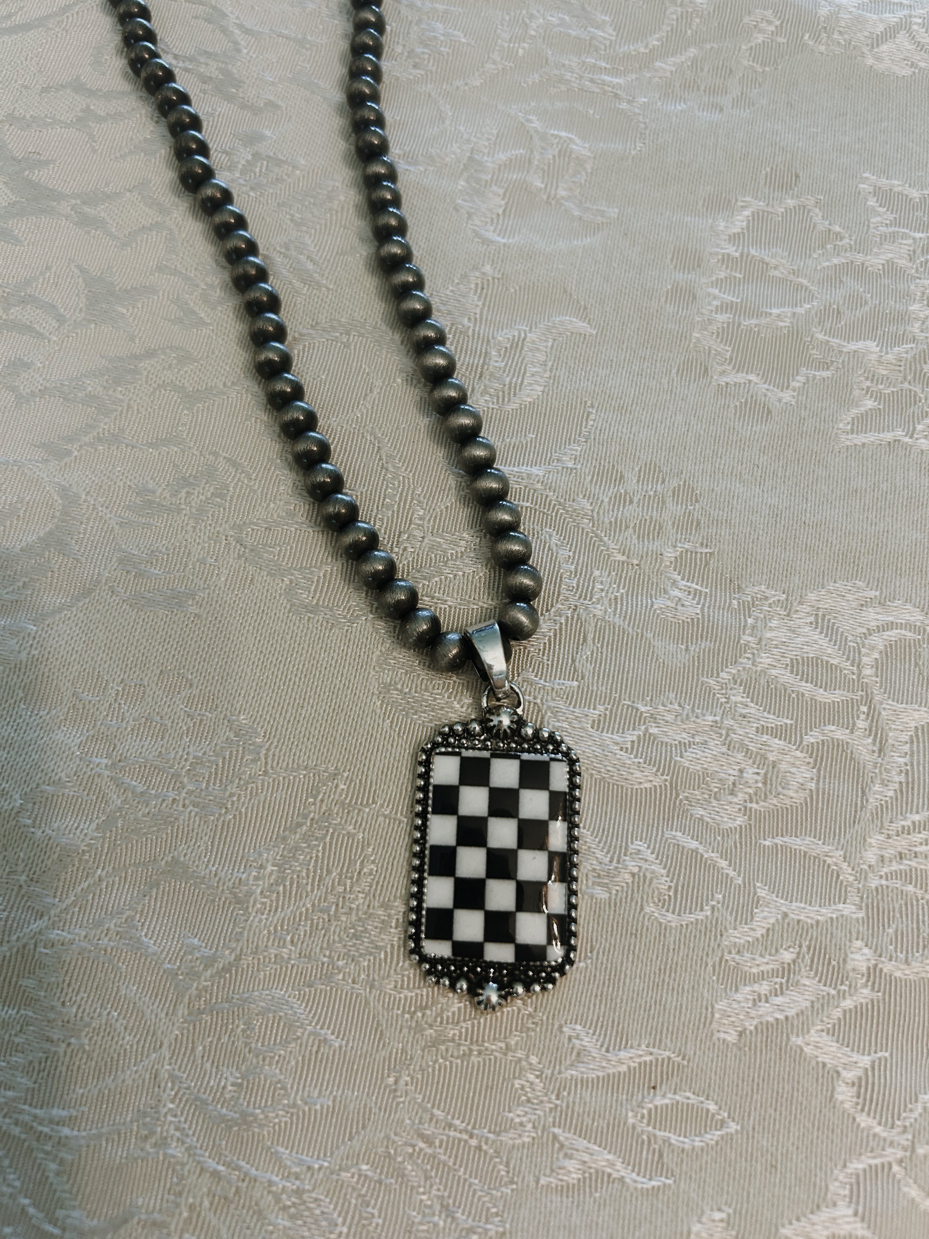 Checkered Pendant Necklace