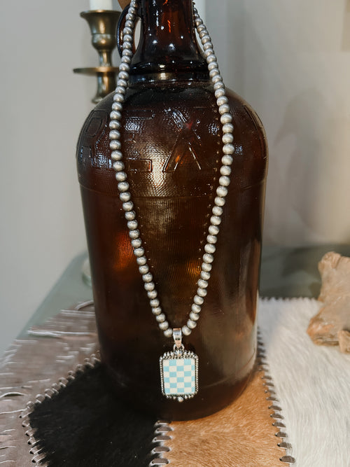 Checkered Pendant Necklace