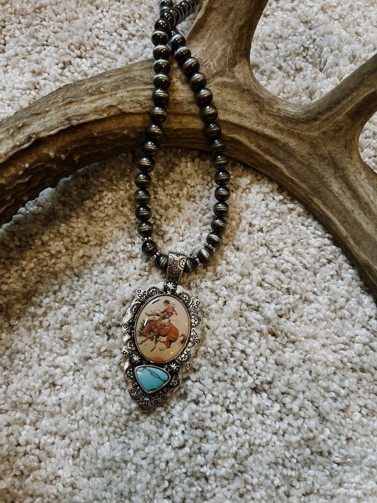 Vintage Cowboy Pendant Necklace