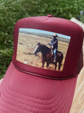 A Cowboy and His Dog Trucker - Maroon