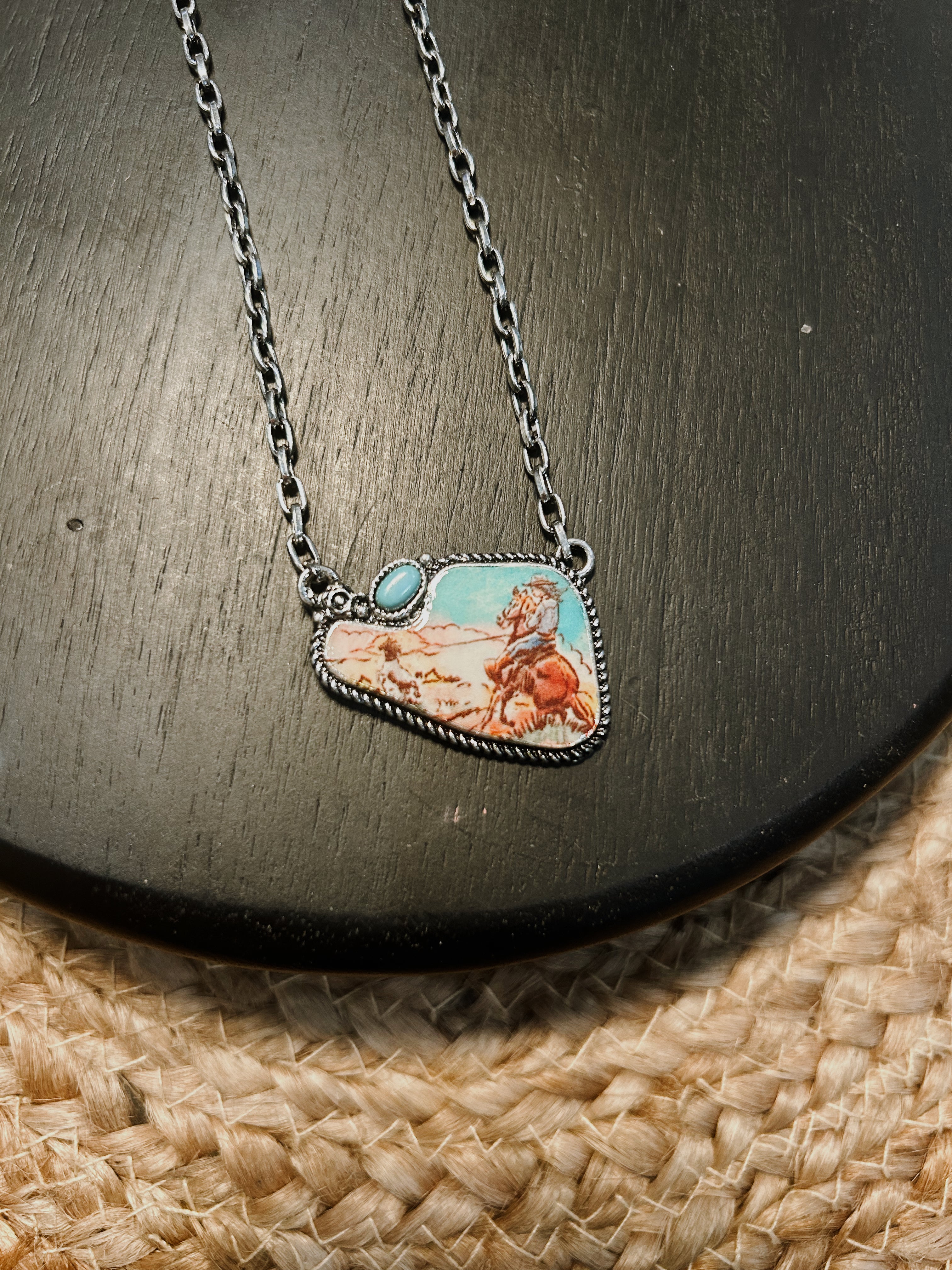Rodeo Scenery + Stone Pendant Necklace