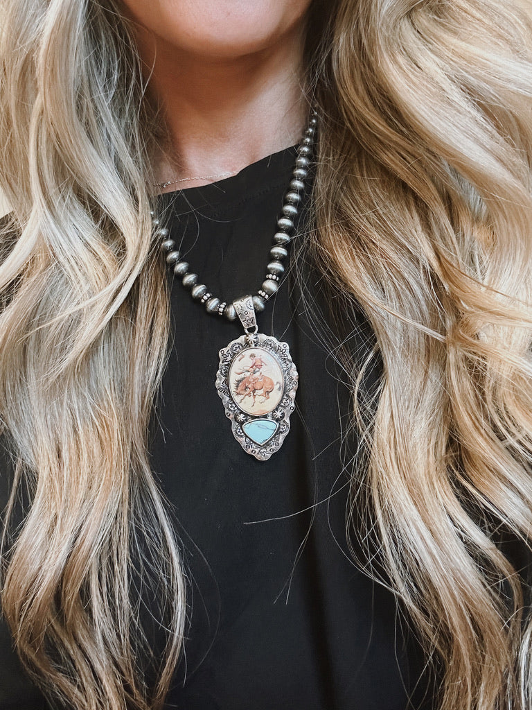 Vintage Cowboy Pendant Necklace