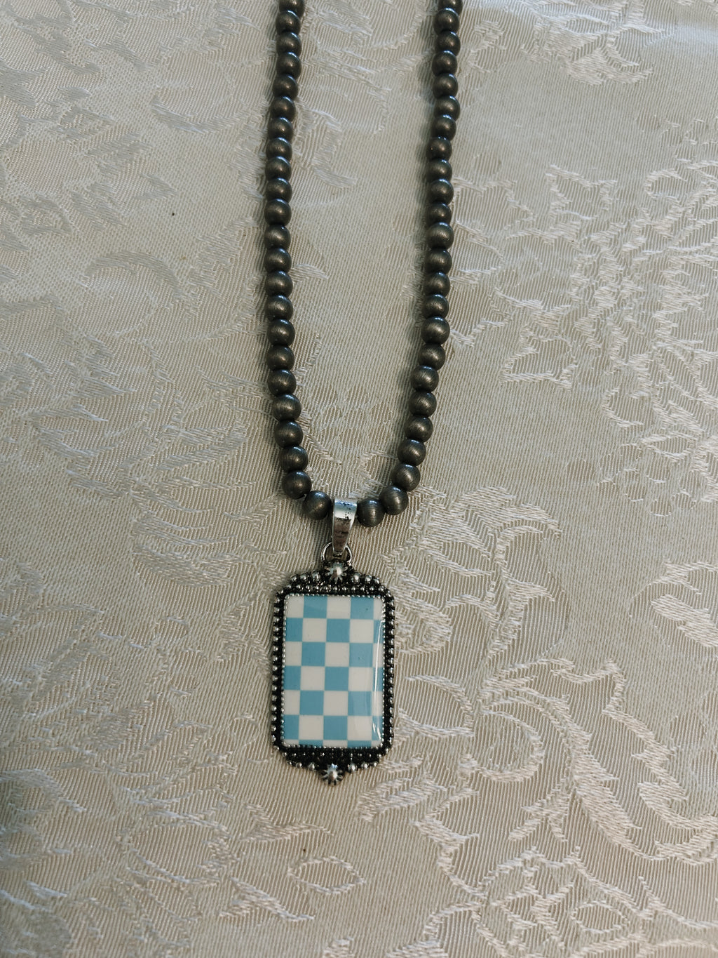 Checkered Pendant Necklace