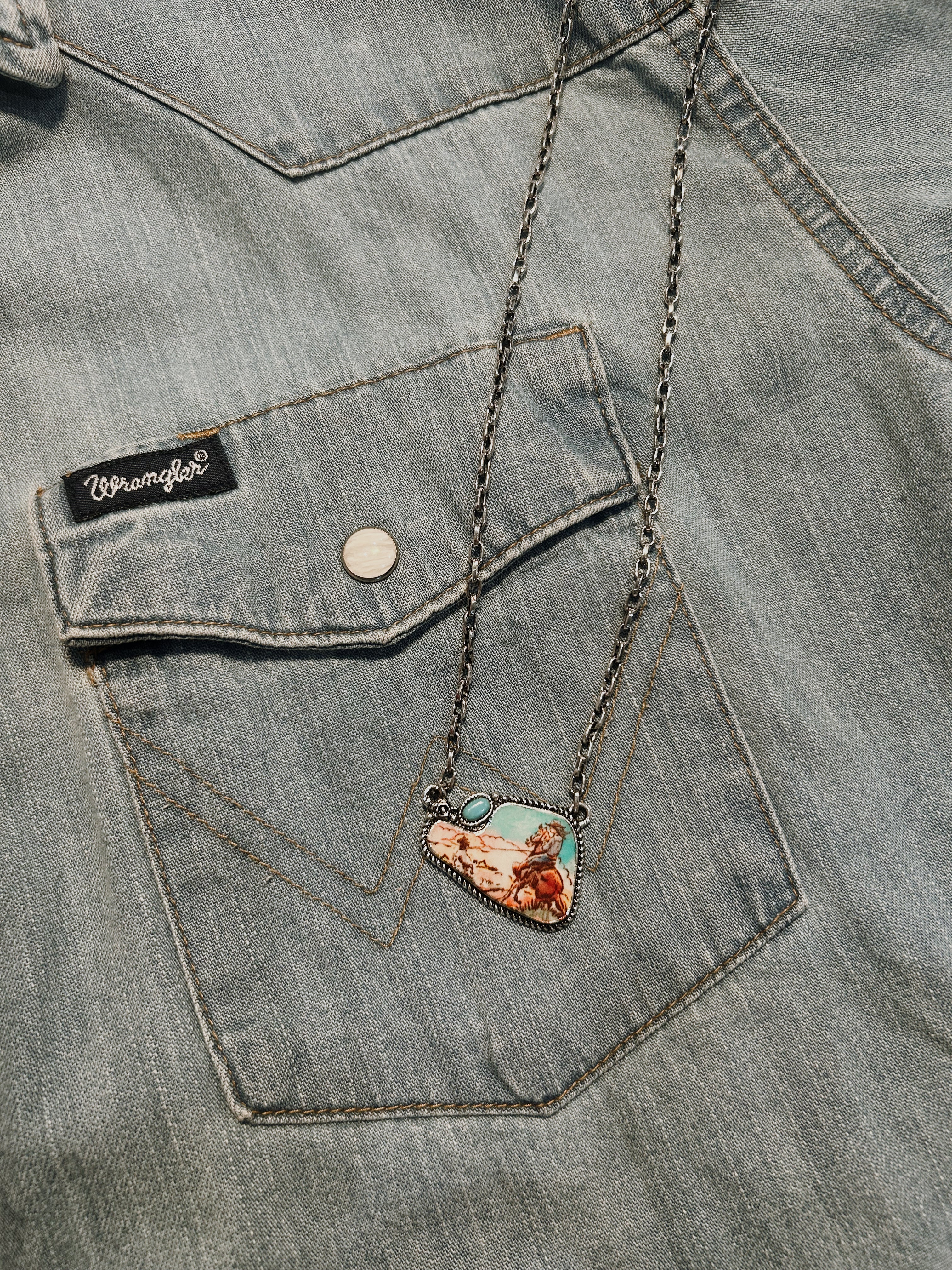 Rodeo Scenery + Stone Pendant Necklace