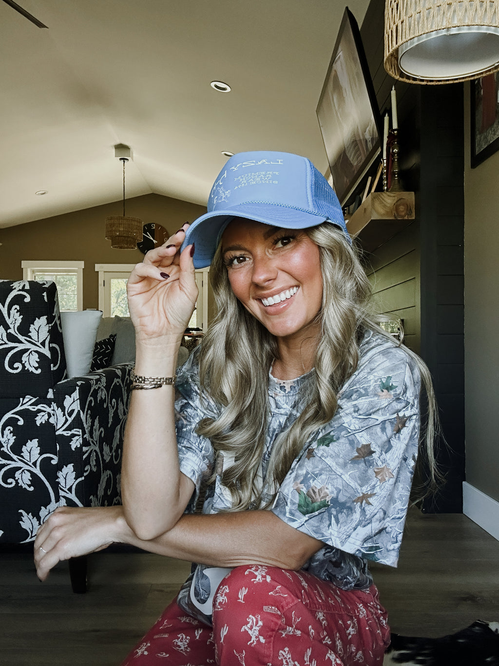 Lazy J-J Rach Trucker Hat - Blue