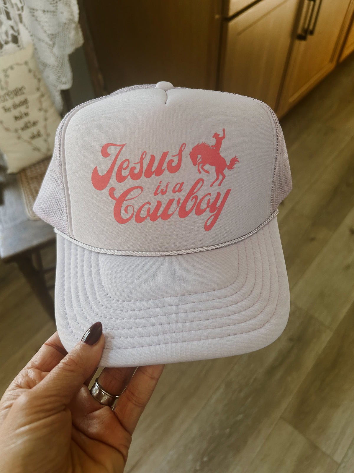 Jesus is a Cowboy Trucker Hat - Lavender