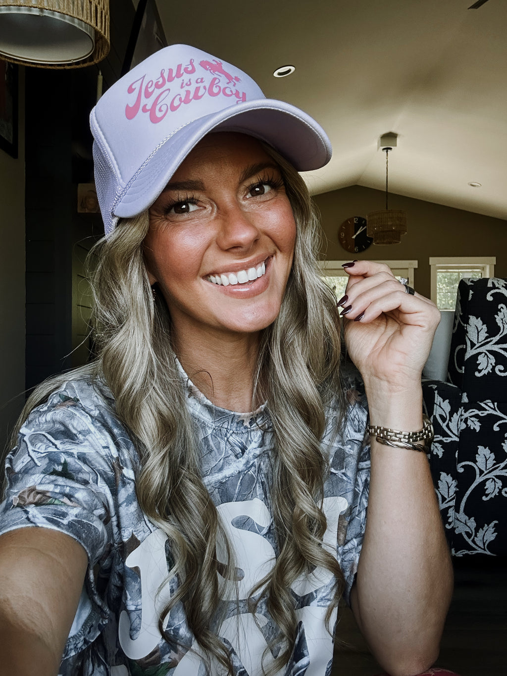 Jesus is a Cowboy Trucker Hat - Lavender