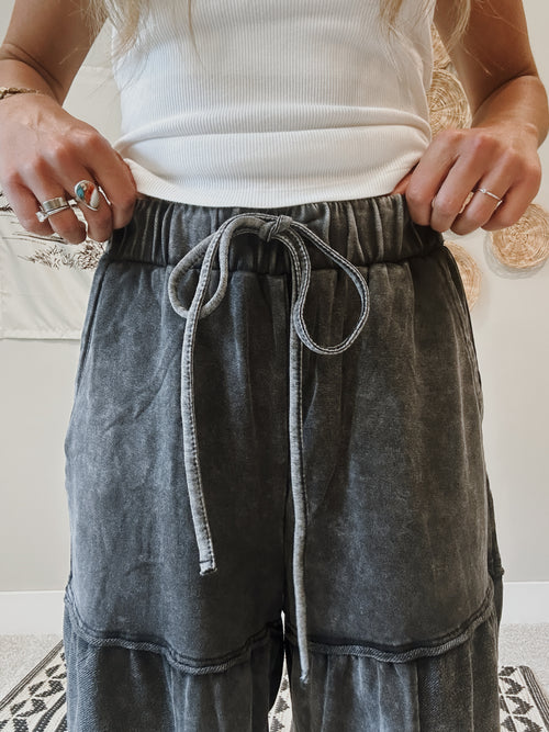 Black Mineral Wash Pants